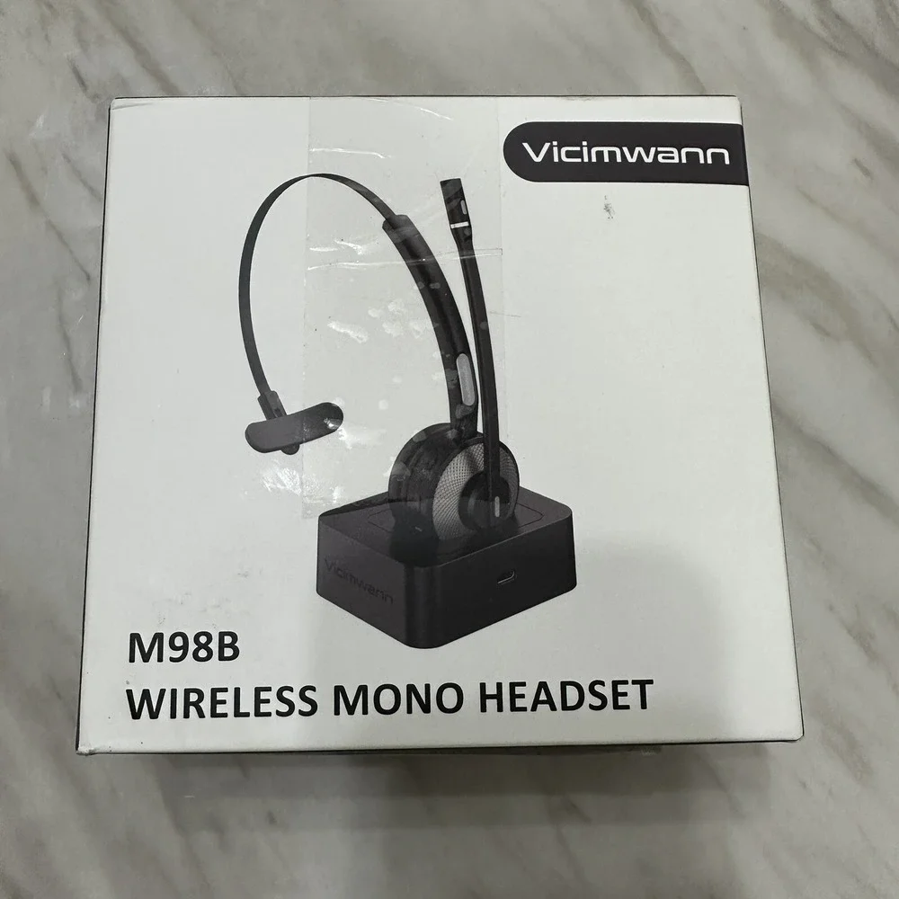 Vicimwann Wireless Mono Headset With Built In Microphone Model M98B NEW OPEN BOX